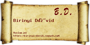 Birinyi Dávid névjegykártya
