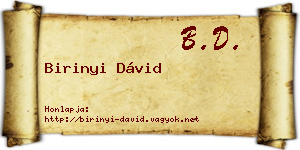 Birinyi Dávid névjegykártya
